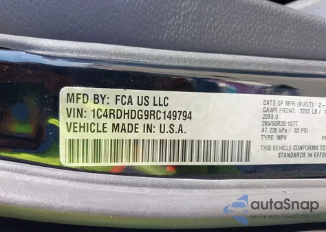 2024 Dodge Durango Gt Rwd z USA, uszkodzony, nr VIN 1C4RDHDG9RC149794